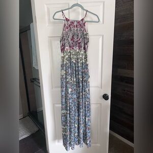 Anthropologie Floral Maxi Dress - Purple and Blue